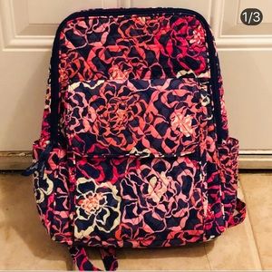 Pink, Navy, and White Vera Bradley backpack